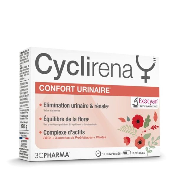 Les 3 Chênes Cyclirena Confort Urinaire 15 comprimés + 15 gélules - Elimination urinaire et équilibre de la flore