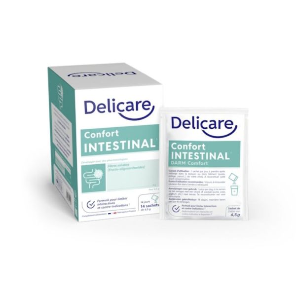 Delicare Confort Intestinal 14 sachets - Soutien du transit et apport en fibres