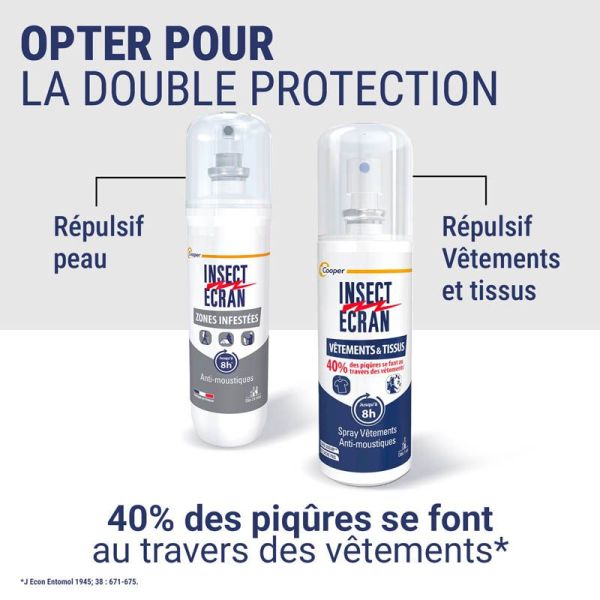 Insect Ecran Anti-Moustiques Spray Vêtements & Tissus - 100ml - Protection invisible sur vos vêtements
