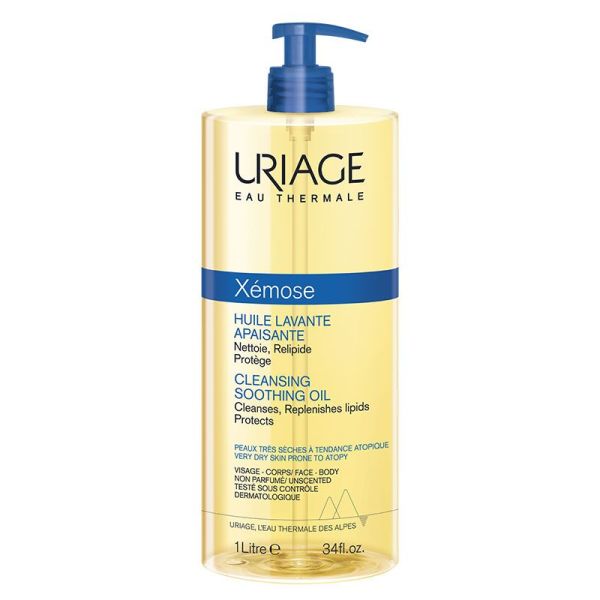 Uriage Xémose Huile Lavante Apaisante - 1 L - Peaux Sèches à Très Sèches et Atopiques