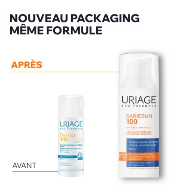 Uriage Bariésun 100 Fluide Protecteur Extrême SPF 50+ 50ml – Très haute protection peaux intolérantes