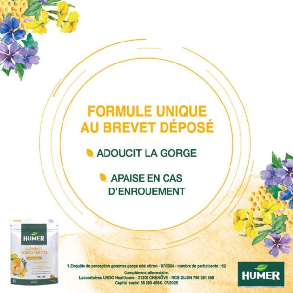 Humer Gommes Gorge Sensible Arôme Citron - 30 Gommes