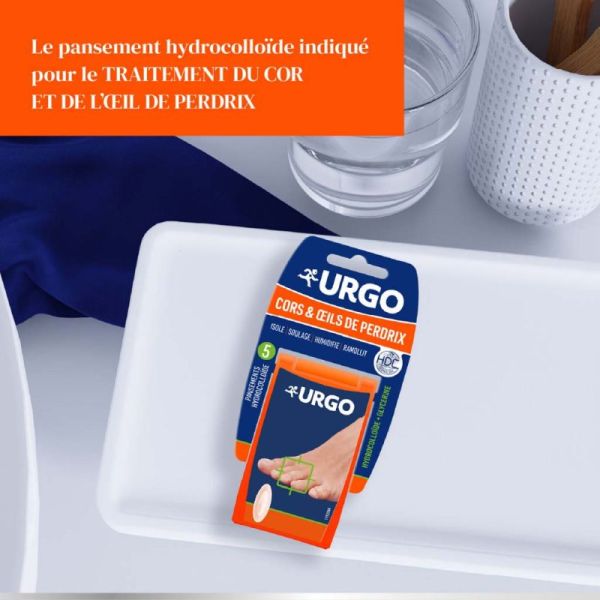 Urgo Pansements Cors & Oeils de Perdrix Protection & Soulagement - 5 Pansements Gel
