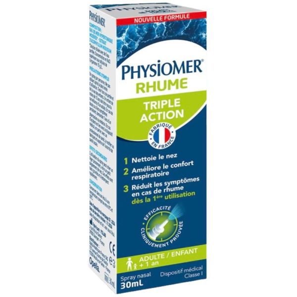 Physiomer Rhume Triple Action Spray Nasal Pocket 30ml – Respiration et confort