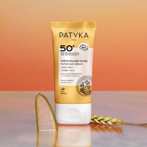 Patyka Crème Solaire Teintée Visage SPF50+ Medium 40ml – Haute protection