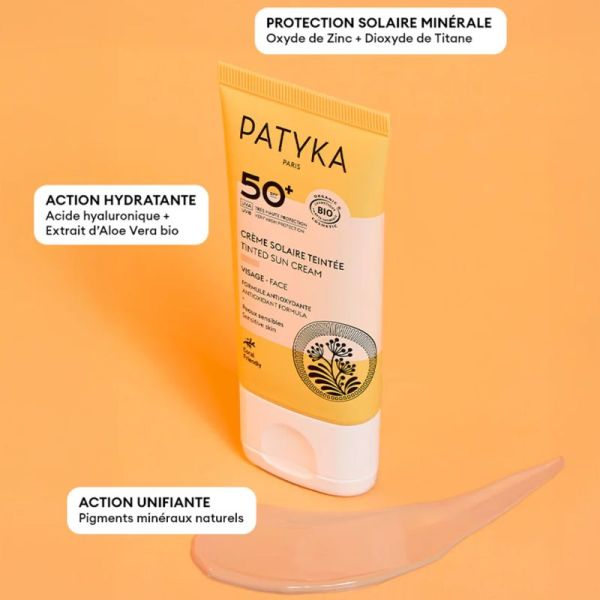 Patyka Crème Solaire Teintée Visage SPF50+ Medium 40ml – Haute protection