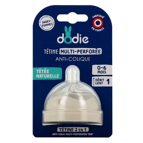 Dodie Tétine de Rechange Multi-Perforée - Anti-Colique - Débit Lent - 0/6 mois