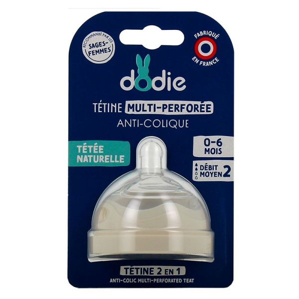 Dodie Tétine de Rechange Multi-Perforée - Anti-Colique - Débit Moyen - 0/6 mois