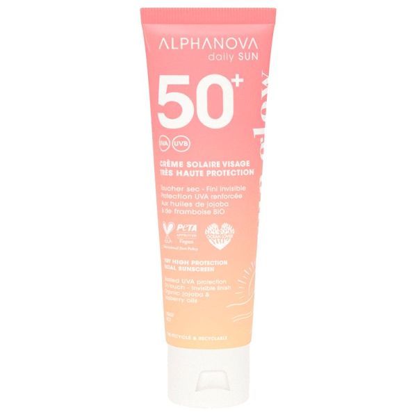 Alphanova Crème Solaire Visage Très Haute Protection SPF 50+ - 50ml - Protectrice & fini invisible