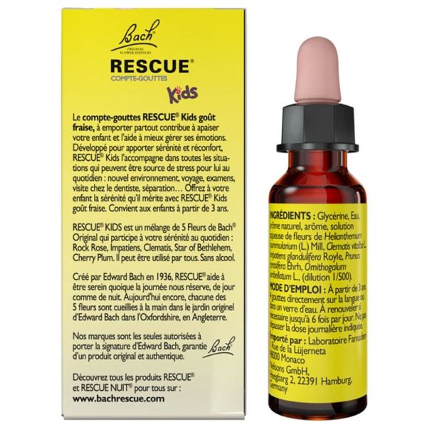 Rescue Bach Kids Compte-Gouttes Goût Fraise 10ml – Sérénité et réconfort