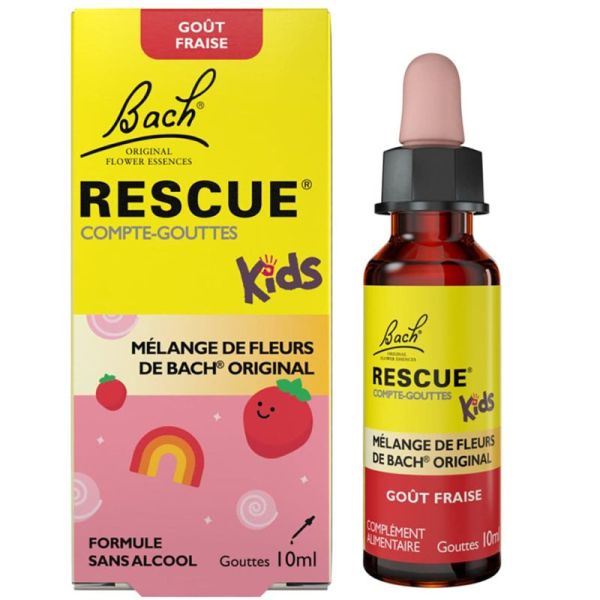 Rescue Bach Kids Compte-Gouttes Goût Fraise 10ml – Sérénité et réconfort