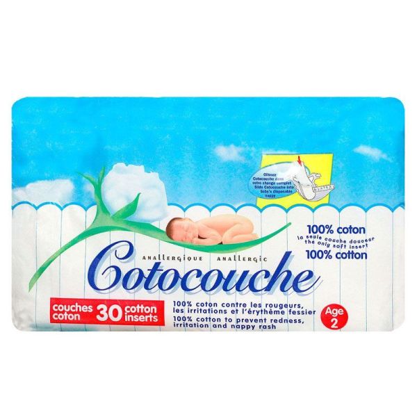 Cotocouche Couches 100% Coton - 2ème age - 30 couches