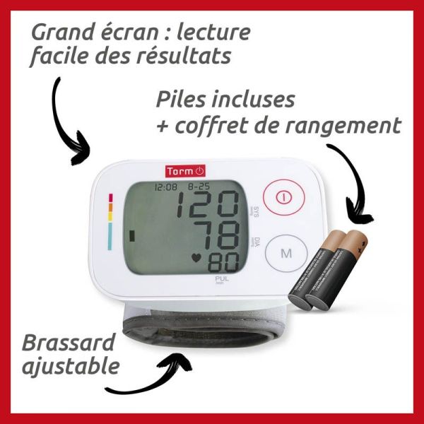 Torm Tensiomètre Poignet KD-7920 - 1 pièce - Grand écran, mesure précise de la tension