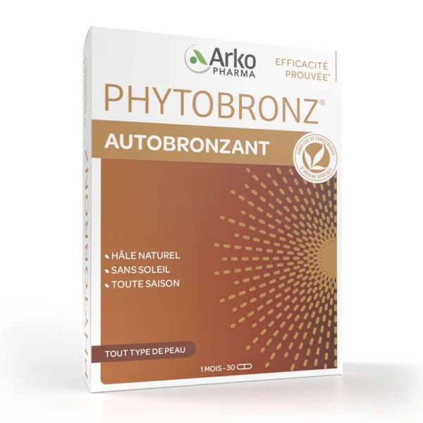 Arkopharma Phytobronz Autobronzant - 30 gélules - Hâle naturel sans soleil & éclat du teint