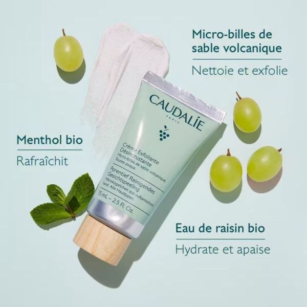 Caudalie Vinoclean Crème Exfoliante Désincrustante 75 ml - Teint purifié et affiné