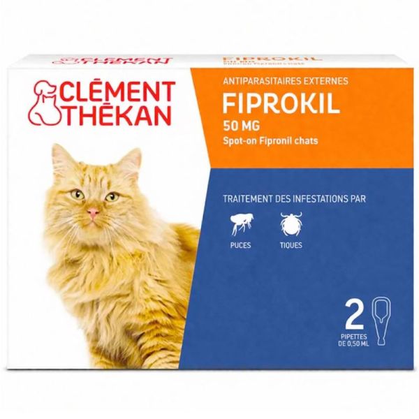 Clément Thékan Fiprokil Antiparasitaire Chat - 2 pipettes