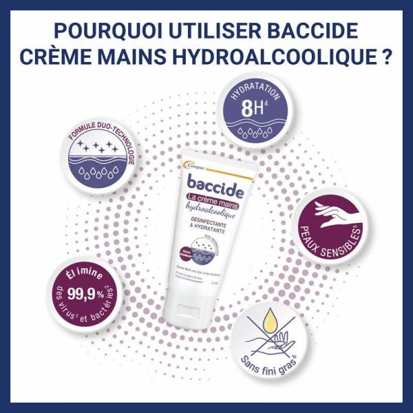 Baccide Crème Mains Hydroalcoolique - Hydratante & Désinfectante - 50ml
