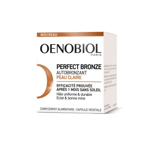 Oenobiol Perfect Bronze Autobronzant - 30 Capsules - Peau Claire - Hâle Naturel et Uniforme