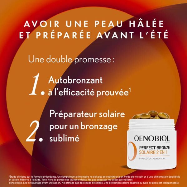 Oenobiol Perfect Bronze Solaire 2 en 1 - 30 Capsules - Autobronzant et préparateur solaire