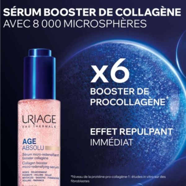 Uriage Age Absolu Sérum Micro-Redensifiant Booster Collagène 30 ml - Lisse, repulpe, raffermit