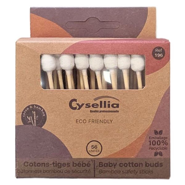 Cysellia Cotons-tiges Bébé x56 - Biodégradables 100% bambou & coton