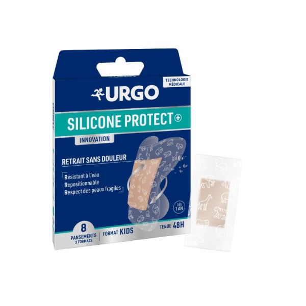 Urgo Silicone Protect + -  8 Pansements prédécoupés format kids dès 1 an - Tenue 48h