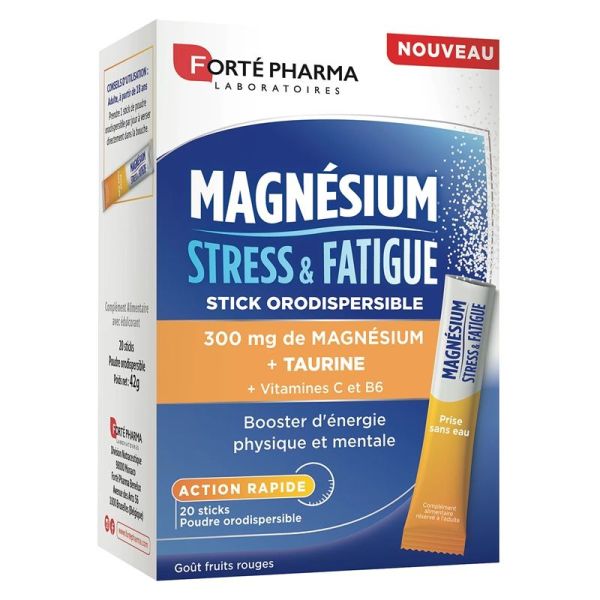 Forté Pharma Magnésium 300mg Stress & Fatigue - 20 Sticks Orodispersibles