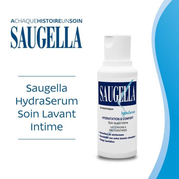 Saugella HydraSerum Soin Lavant Intime Doux 200 ml - Hydratation et protection, équilibre du pH naturel