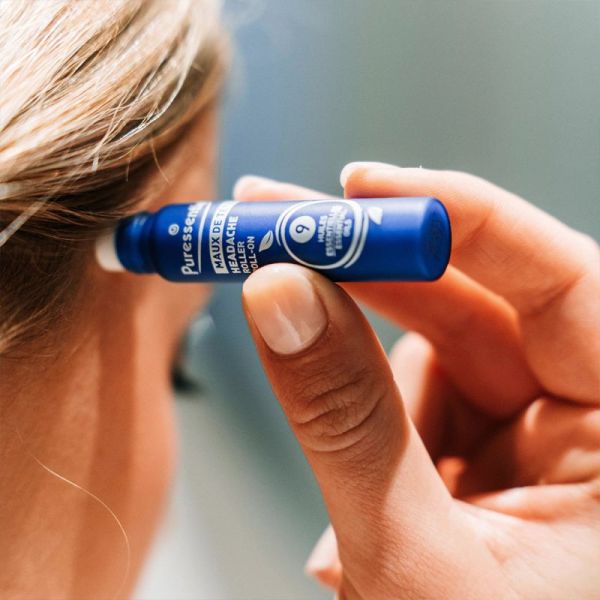 Puressentiel Migra Pure Roller Maux de Tête 2x5 ml – Effet frais immédiat, réduit la douleur et apaise les céphalées