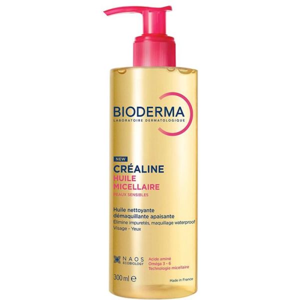 Bioderma Créaline Huile Micellaire 300 ml – Huile nettoyante et démaquillante peaux sensibles