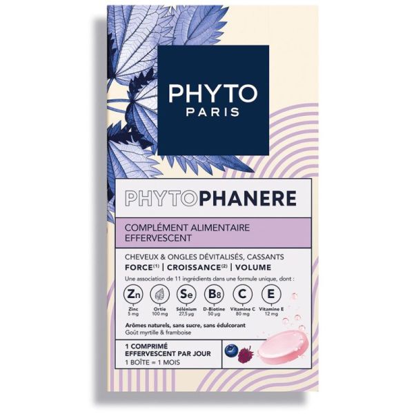 Phyto Phytophanere Effervescent Cheveux & Ongles - 30 comprimés effervescents - Force, croissance et volume