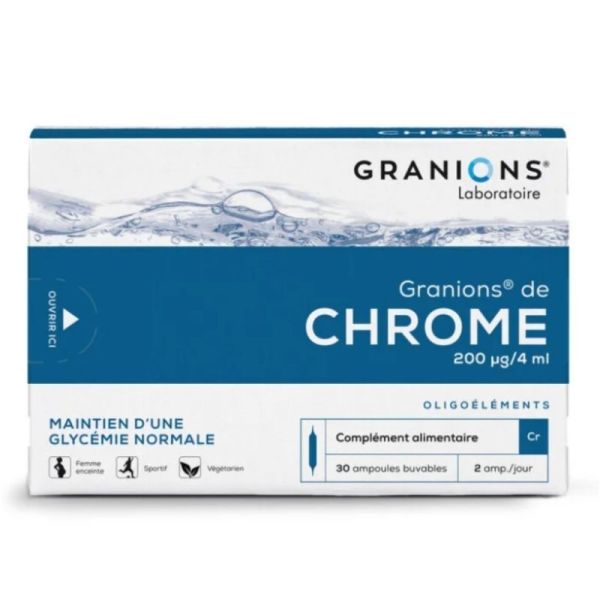 Granions de Chrome 2x30 ampoules (200 µg/j) - Complément alimentaire pour la glycémie