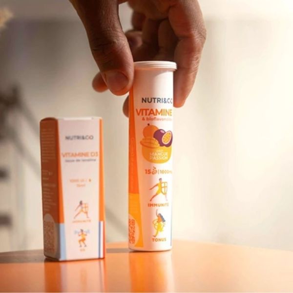 Nutri&Co Vitamine C 15 comprimés Mangue Passion - Réduit la fatigue et soutient l'immunité