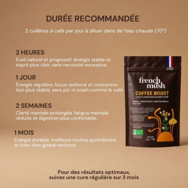 French Mush Coffee Boost 60 doses - Boisson bio café et champignons pour énergie