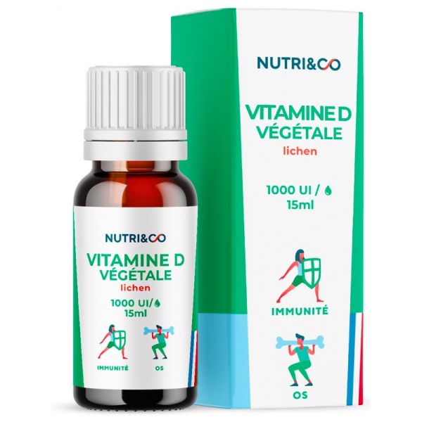 Nutri&Co Vitamine D3 Végétale - 15ml - Renforce l’immunité et soutient les os
