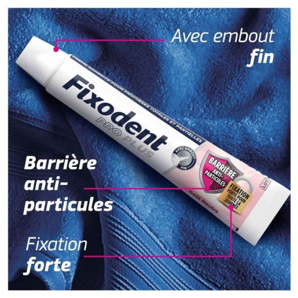 Fixodent Pro Plus Barrière Anti-Particules Crème Adhésive Prothèse Dentaire Arôme Neutre - 40g