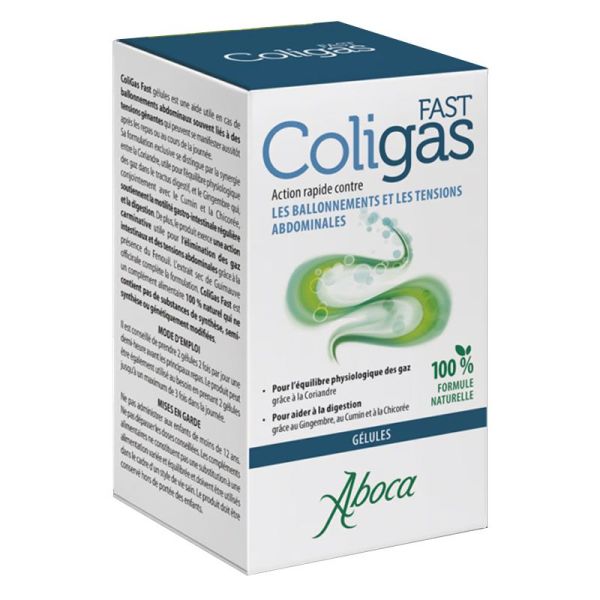 Aboca Coligas Fast 500mg - Ballonnements et Tensions Abdominales - 50 gélules