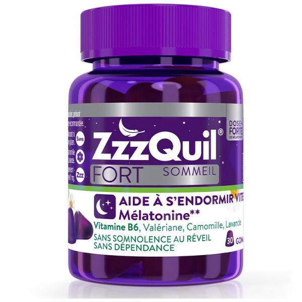 ZzzQuil Fort 30 Gummies Arôme Fruits des Bois - Complément alimentaire pour le sommeil, aide à s'endormir vite