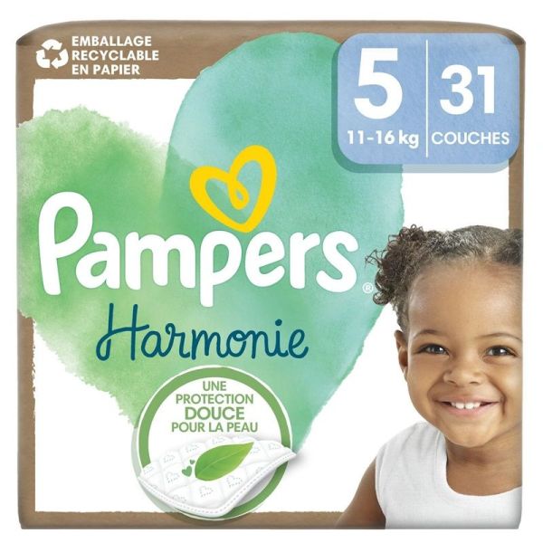 Pampers Harmonie Couches Bébé Taille 5 (11-16kg) - 31 Couches