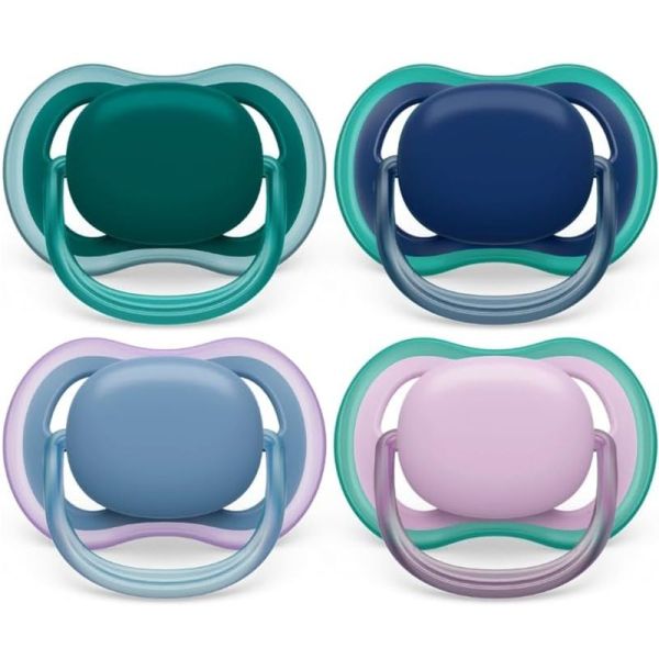 Philips Avent Pacifier Ultra Air Sucettes Orthodontiques en Silicone 6-18 Mois Mixte - 2 Sucettes