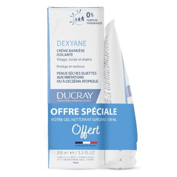 Ducray Dexyane Crème Barrière Isolante 100ml + Gel Nettoyant Surgras 100ml Offert