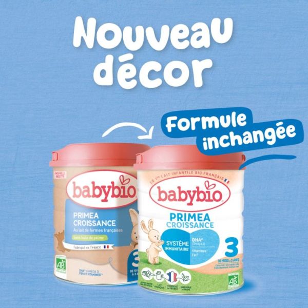 Babybio Primea Bio 3 Croissance dès 10 mois - 800 g - Lait de suite biologique