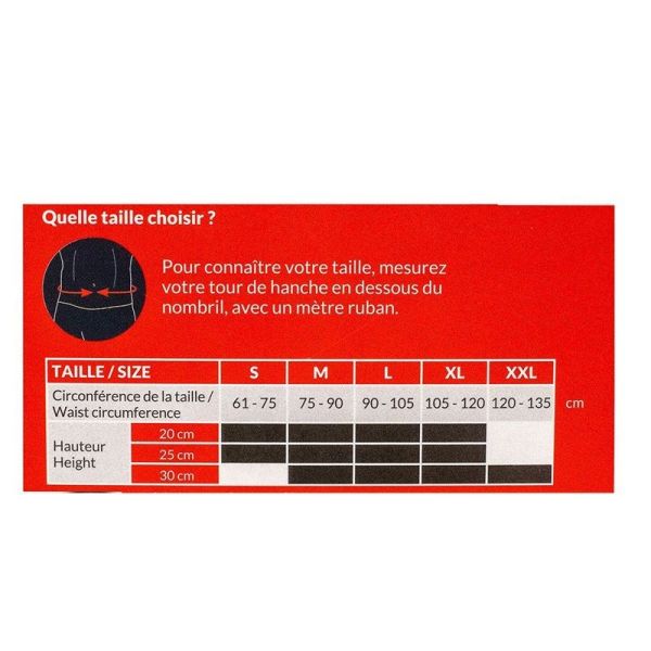 Gibaud Soin Dos Ceinture Lombaire Chaleur Gris/Rouge - H 25cm - Taille L