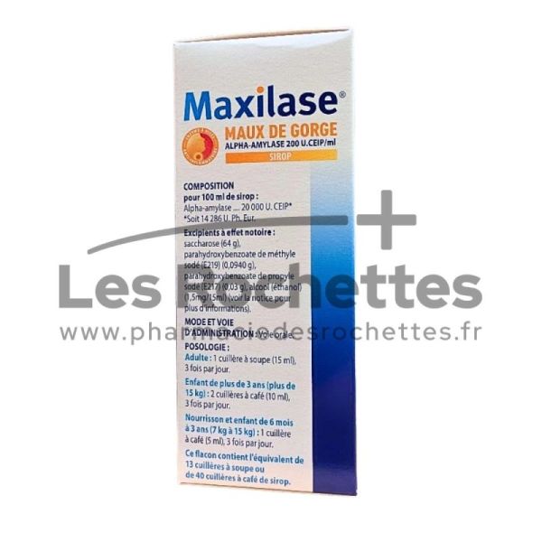 Maxilase Maux de Gorge Sirop 200 ml - Goût Mandarine