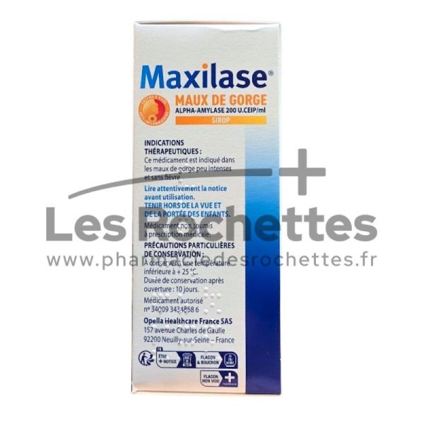 Maxilase Maux de Gorge Sirop 200 ml - Goût Mandarine