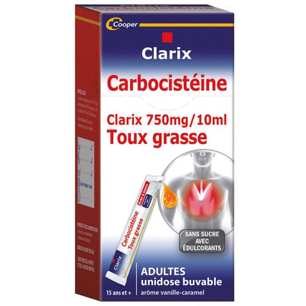 Clarix Expectorant Sachet 15 unidoses Toux grasse - Carbocistéine