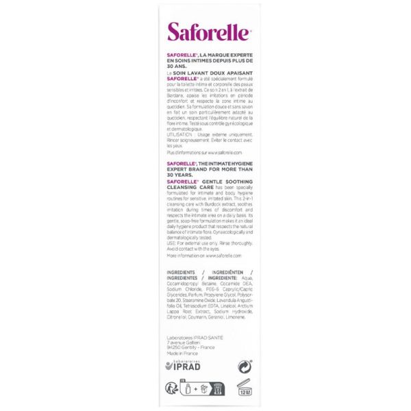 Saforelle Soin Lavant Doux Apaisant 2x500 ml - Gel lavant intime doux pour peaux sensibles