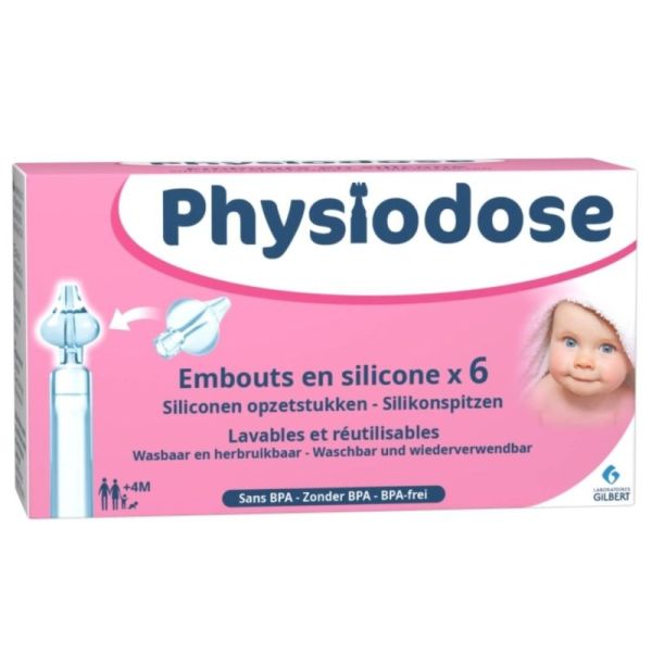 Gilbert Physiodose Embouts en silicone x 6 - Embouts souples pour unidose