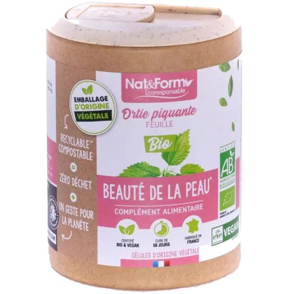 Nat&Form Ortie Piquante Feuille Bio - 90 gélules - Beauté de la peau et action purifiante