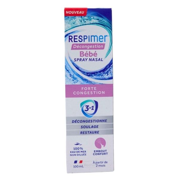 Respimer Décongestion Bébé Spray Nasal - 100 ml - Décongestionne le nez bouché dès 2 mois